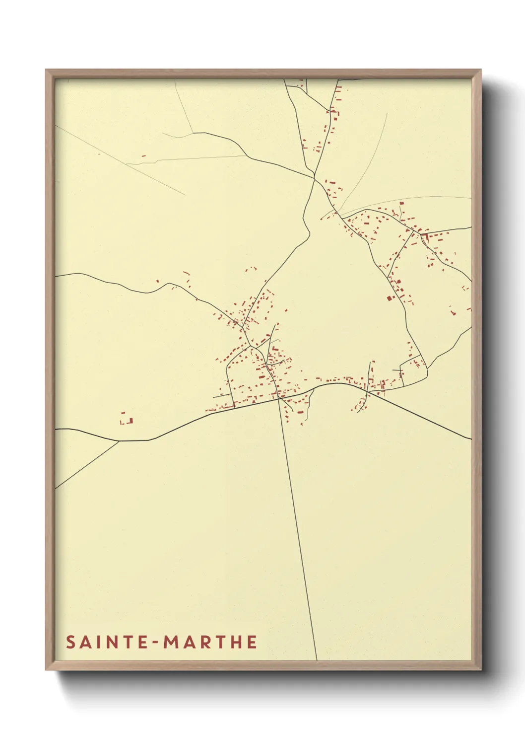 Une affiche de carte sur Sainte-Marthe