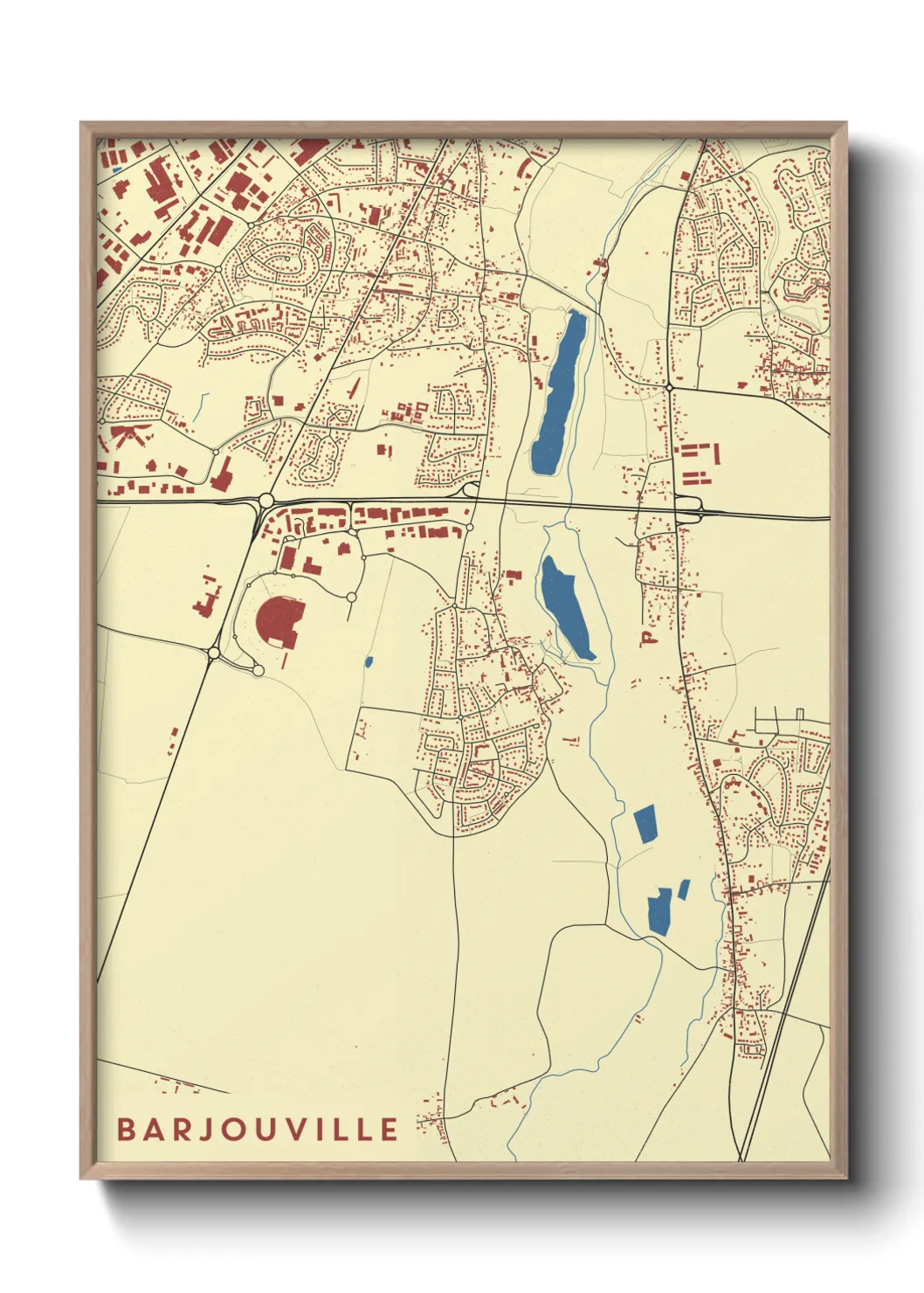 Une affiche de carte sur Barjouville
