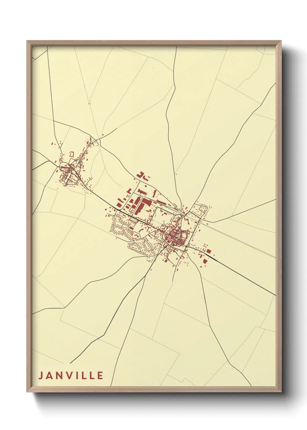 Une affiche de carte sur Janville