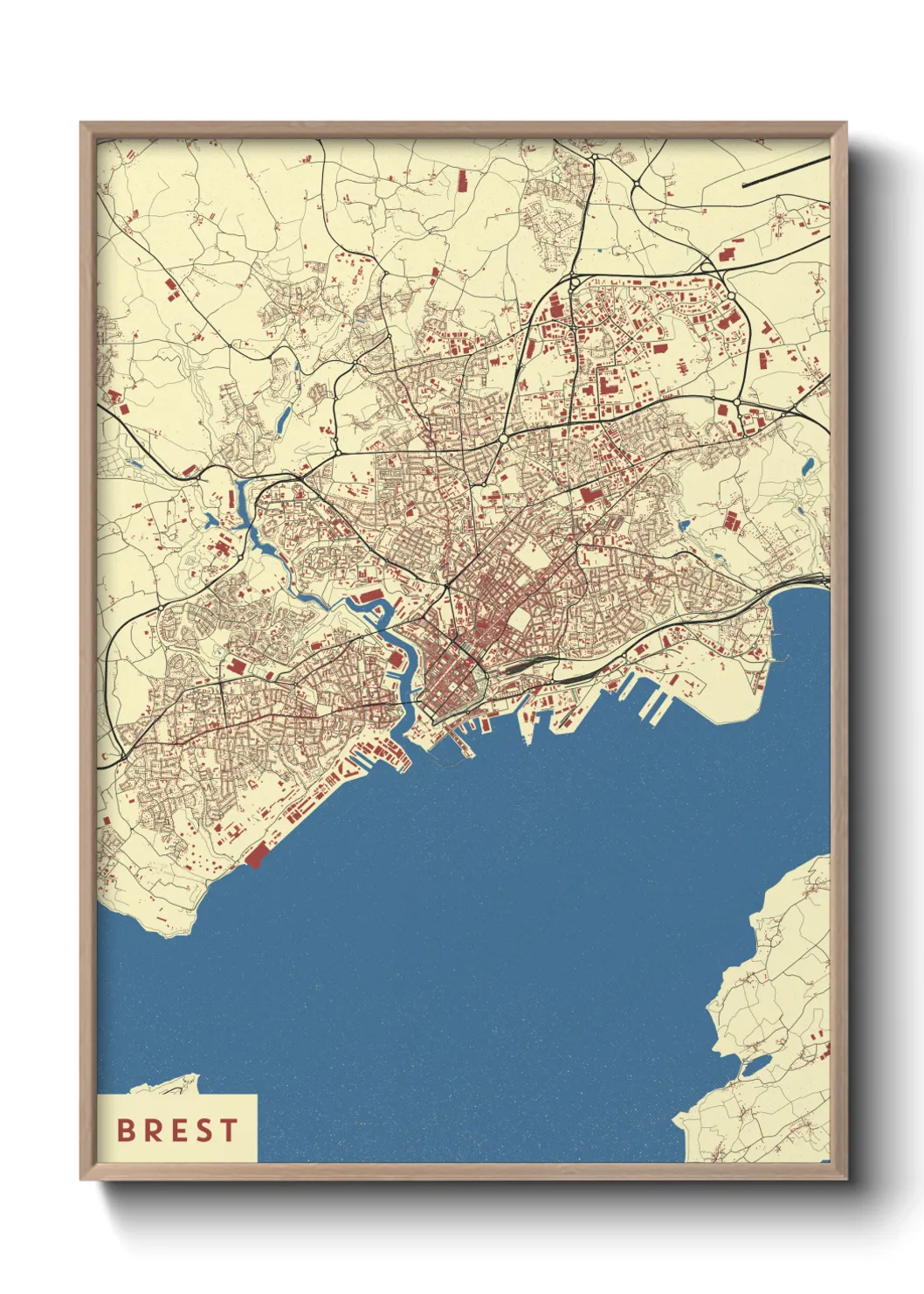 Une affiche de carte sur Brest