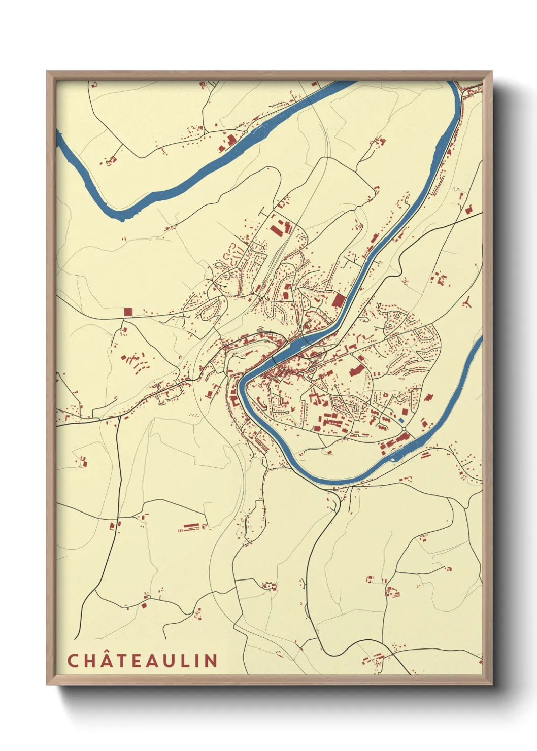 Une affiche de carte sur Châteaulin