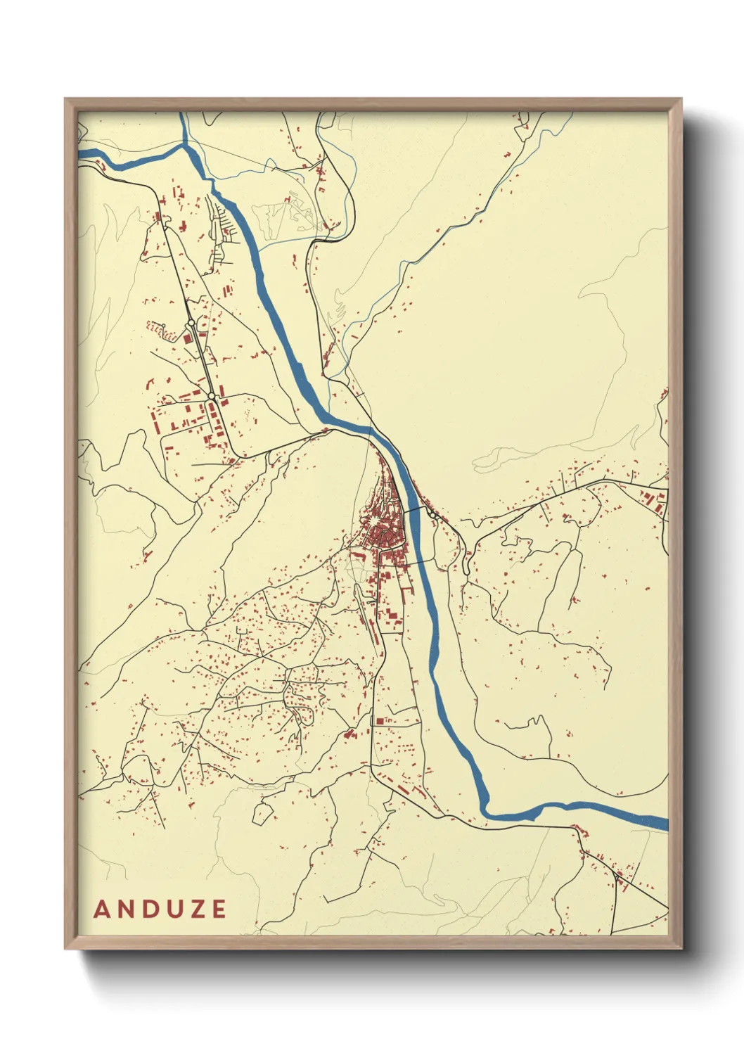 Une affiche de carte sur Anduze