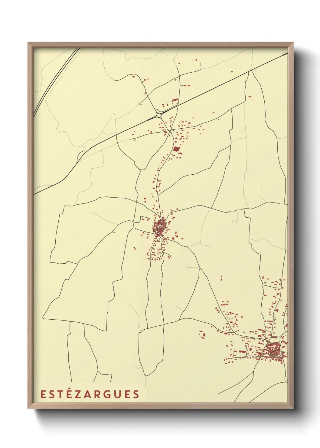 Une affiche de carte sur Estézargues