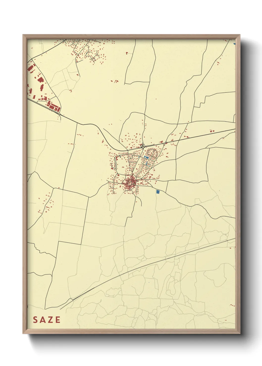 Une affiche de carte sur Saze