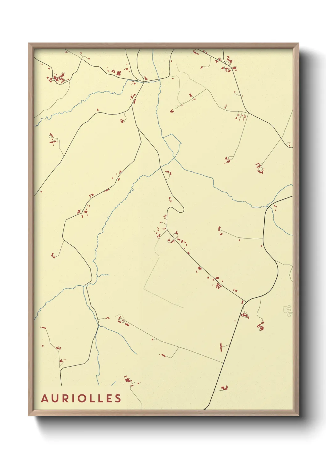 Une affiche de carte sur Auriolles