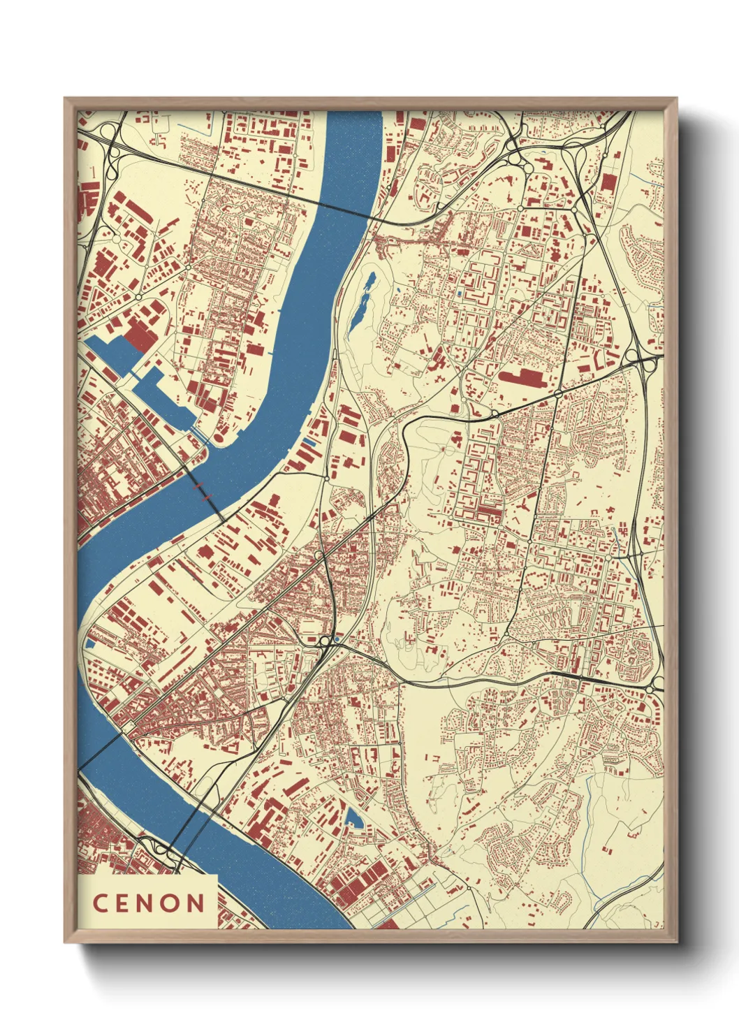 Une affiche de carte sur Cenon