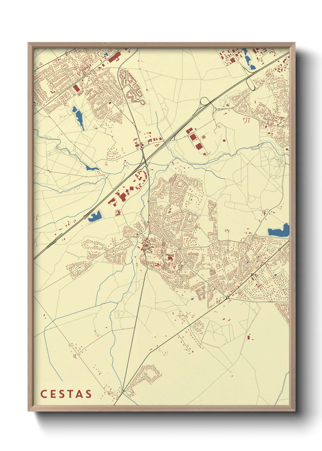 Une affiche de carte sur Cestas