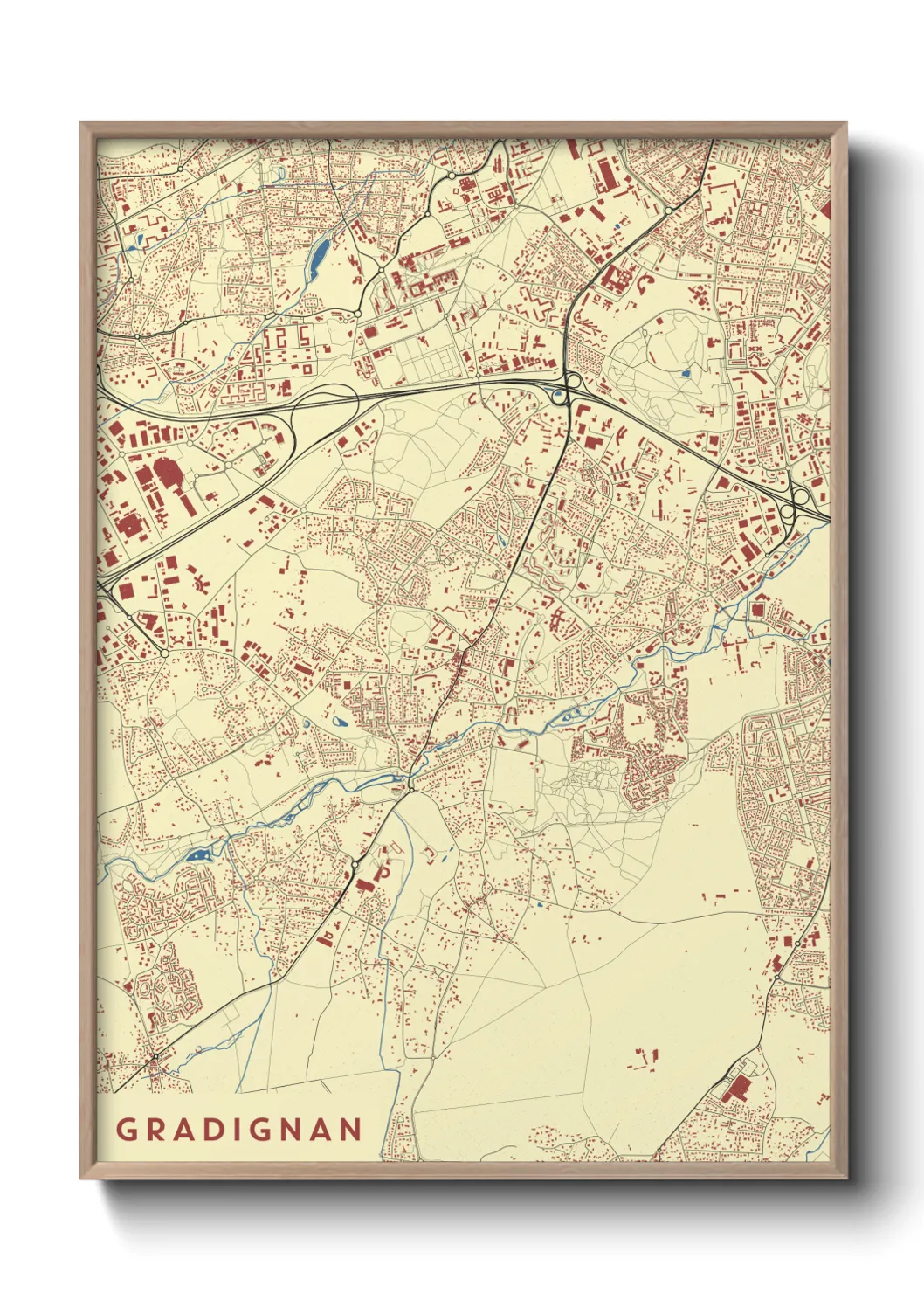 Une affiche de carte sur Gradignan