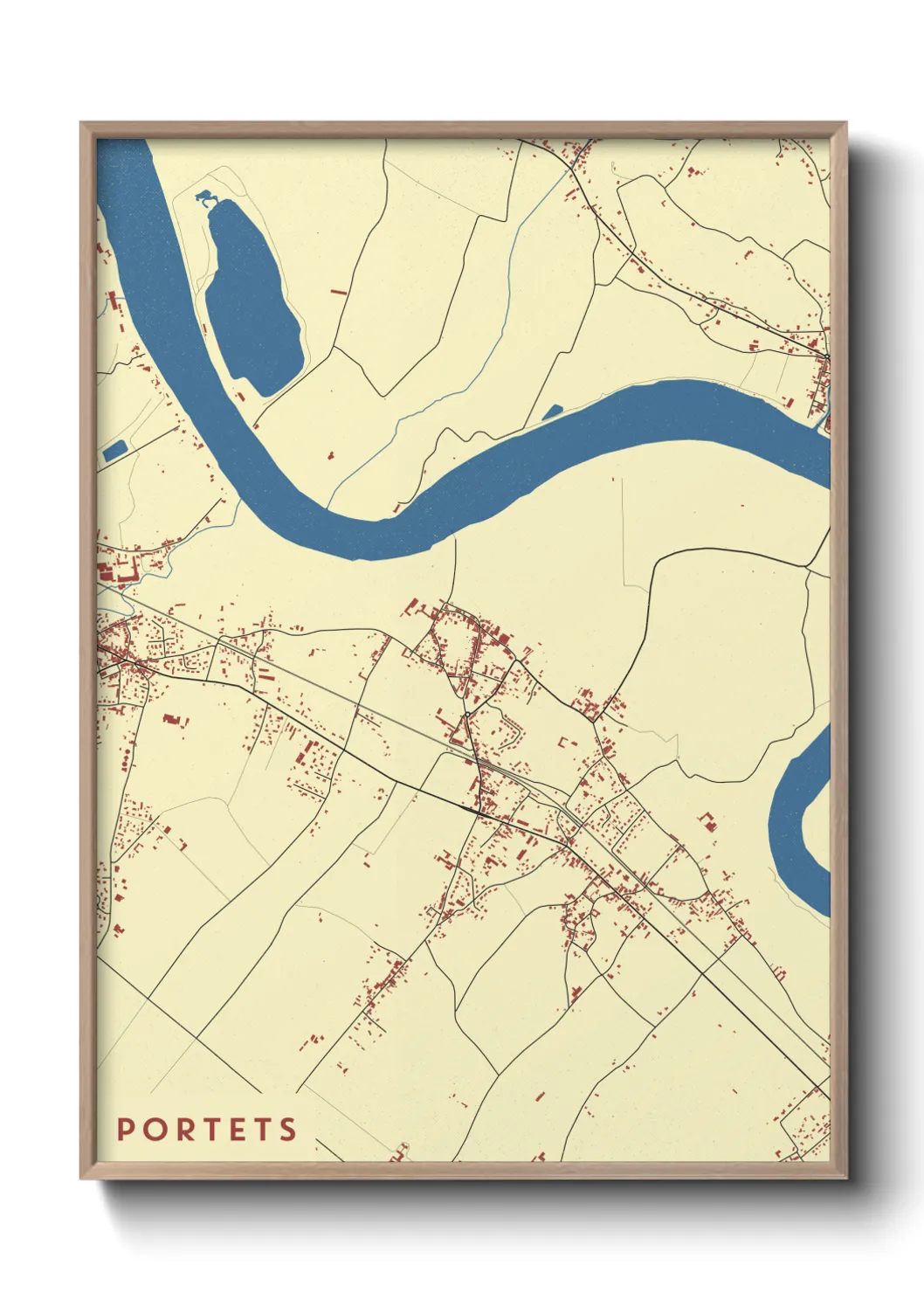 Une affiche de carte sur Portets