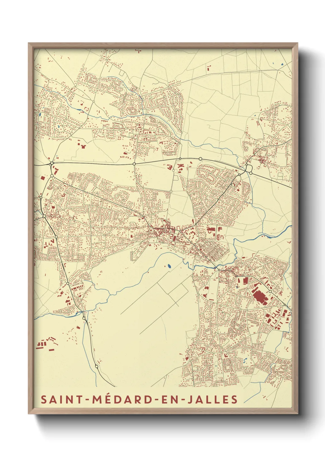 Une affiche de carte sur Saint-Médard-en-Jalles