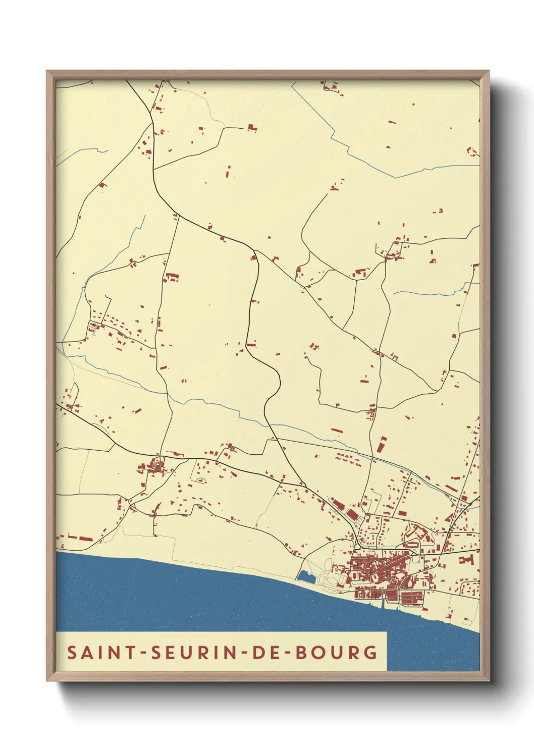 Une affiche de carte sur Saint-Seurin-de-Bourg