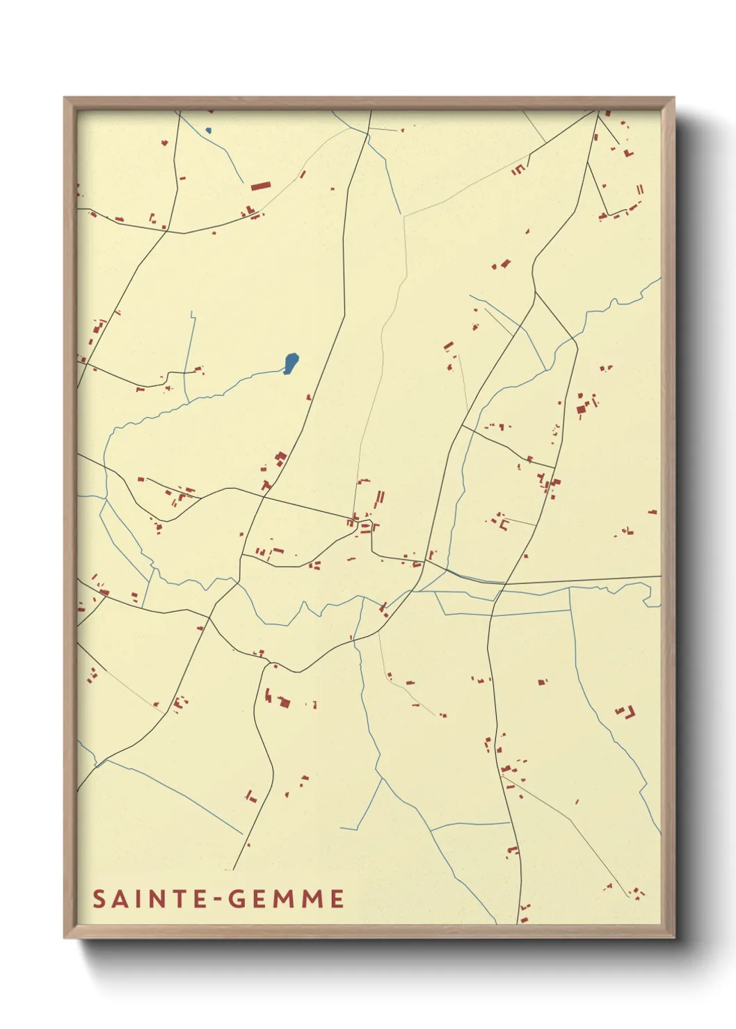 Une affiche de carte sur Sainte-Gemme