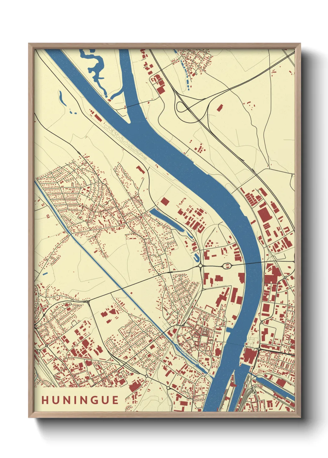 Une affiche de carte sur Huningue