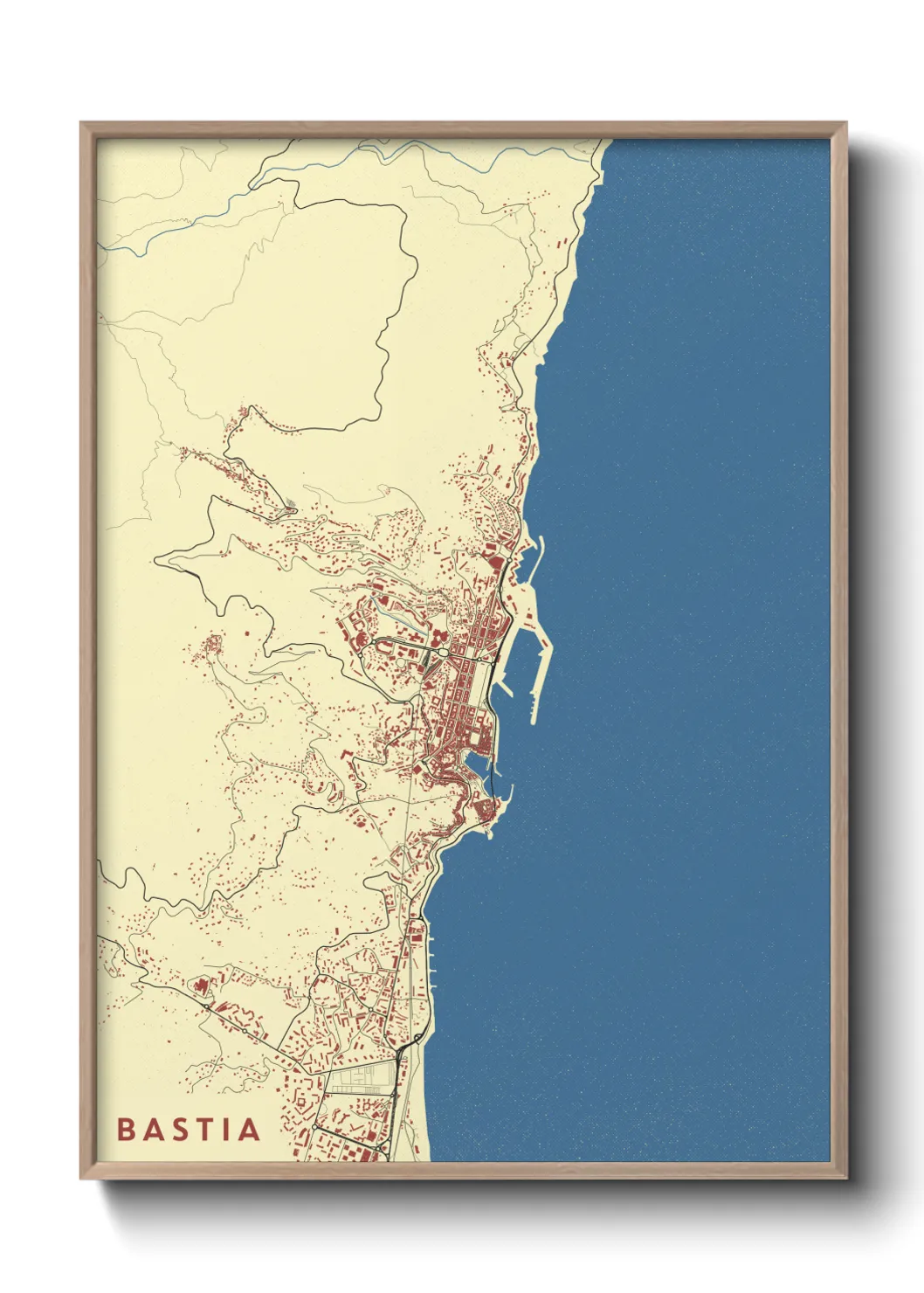 Une affiche de carte sur Bastia