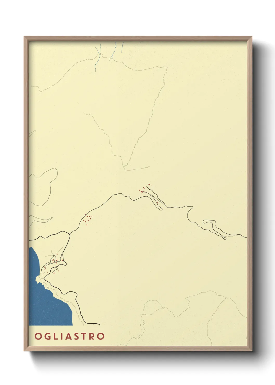 Une affiche de carte sur Ogliastro