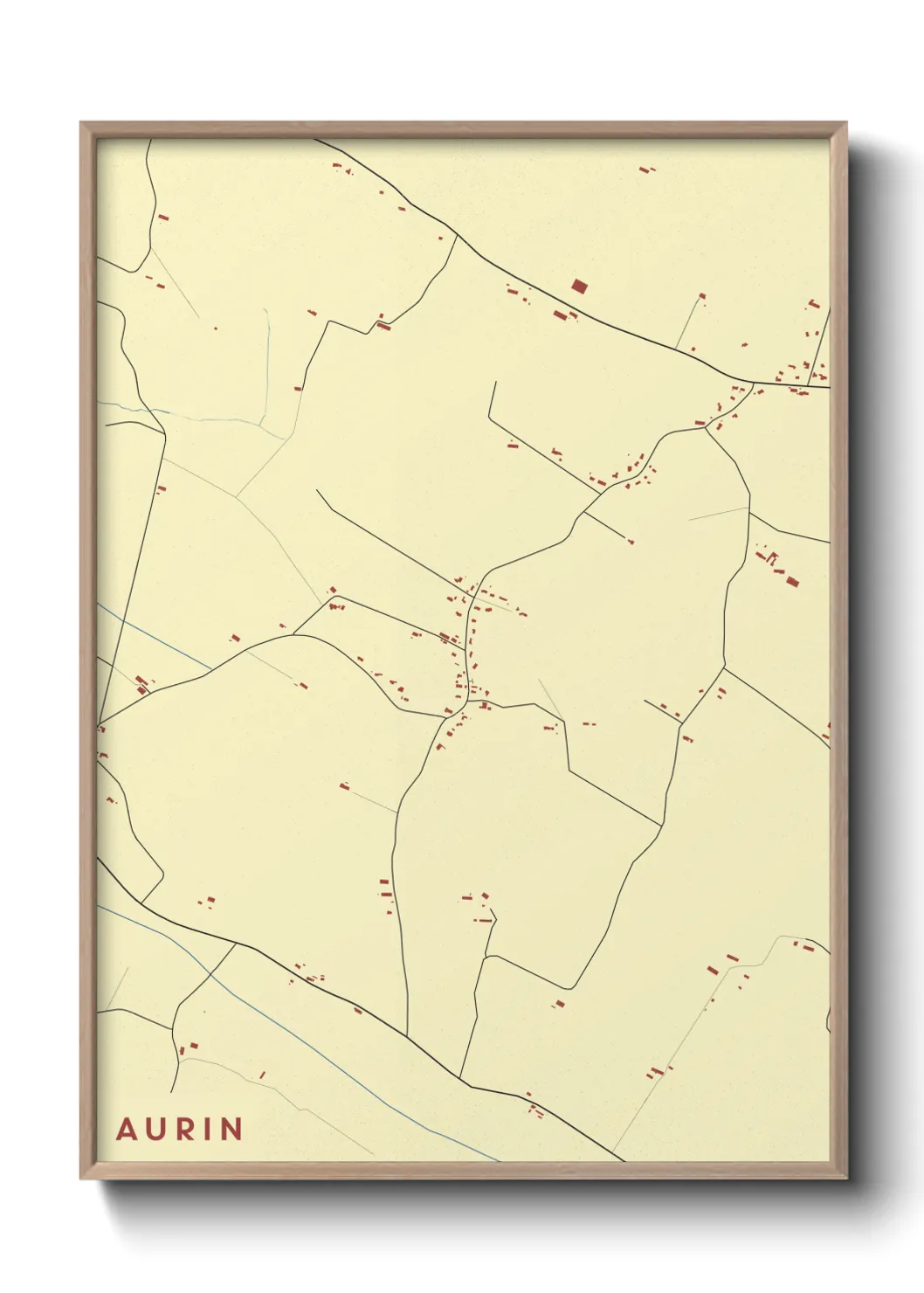 Une affiche de carte sur Aurin