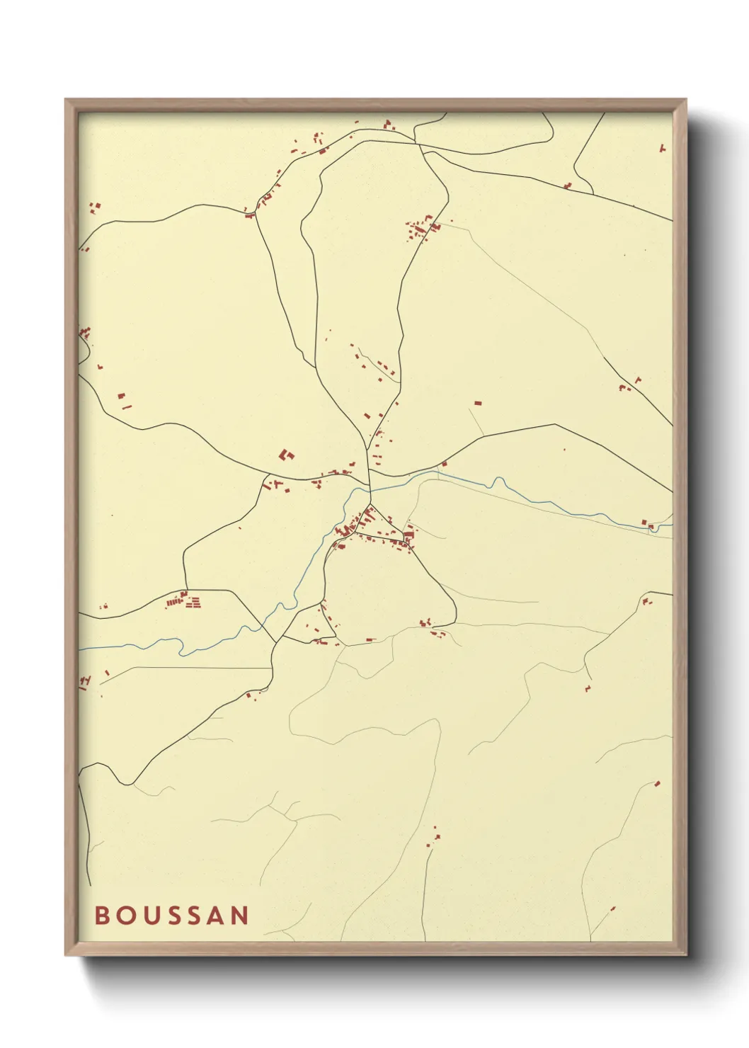 Une affiche de carte sur Boussan
