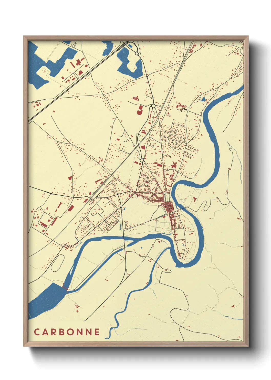 Une affiche de carte sur Carbonne