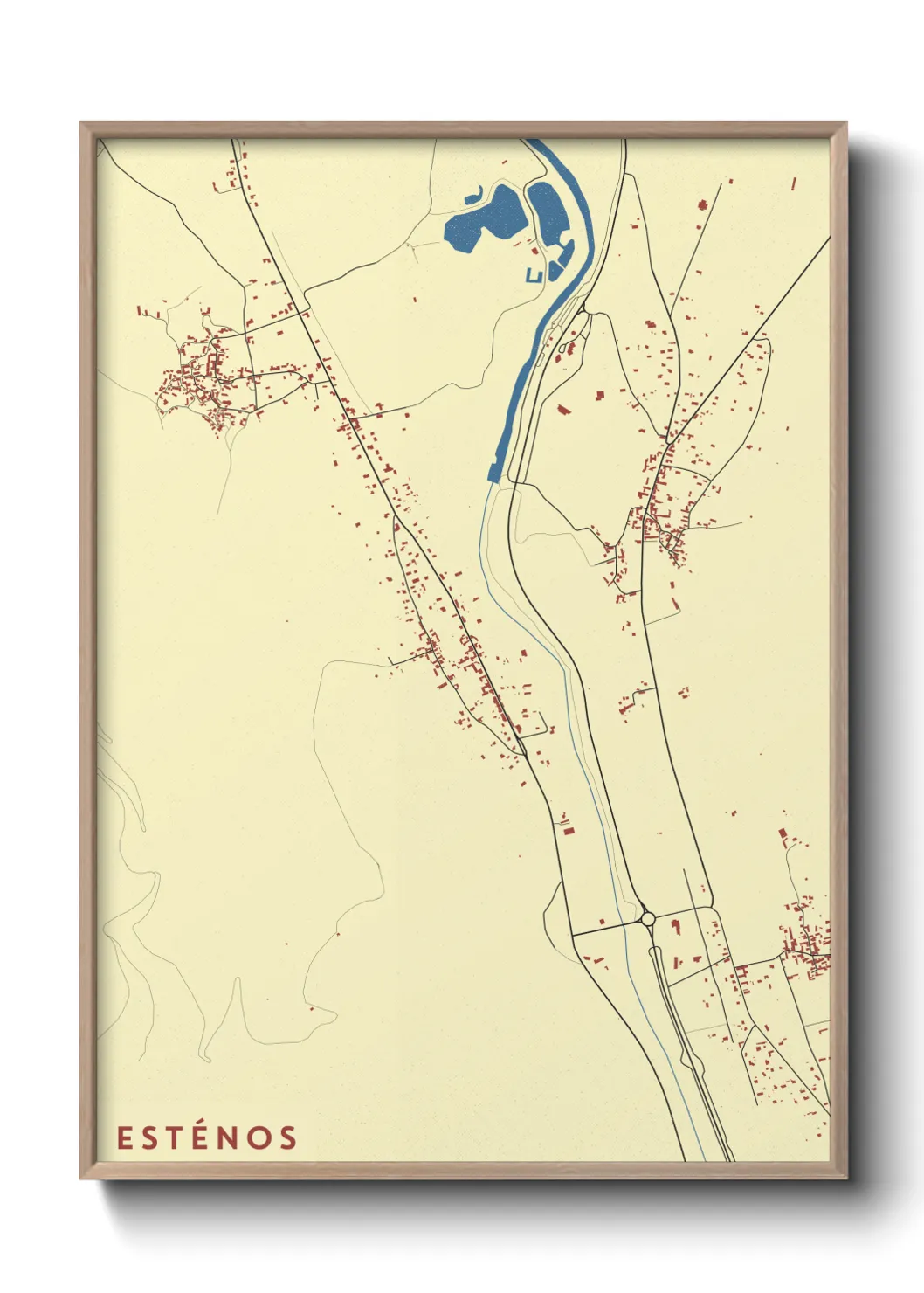 Une affiche de carte sur Esténos