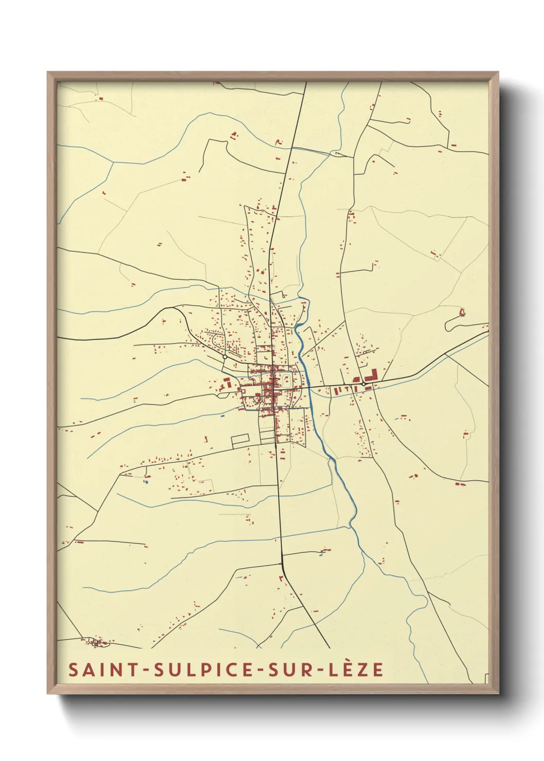 Une affiche de carte sur Saint-Sulpice-sur-Lèze