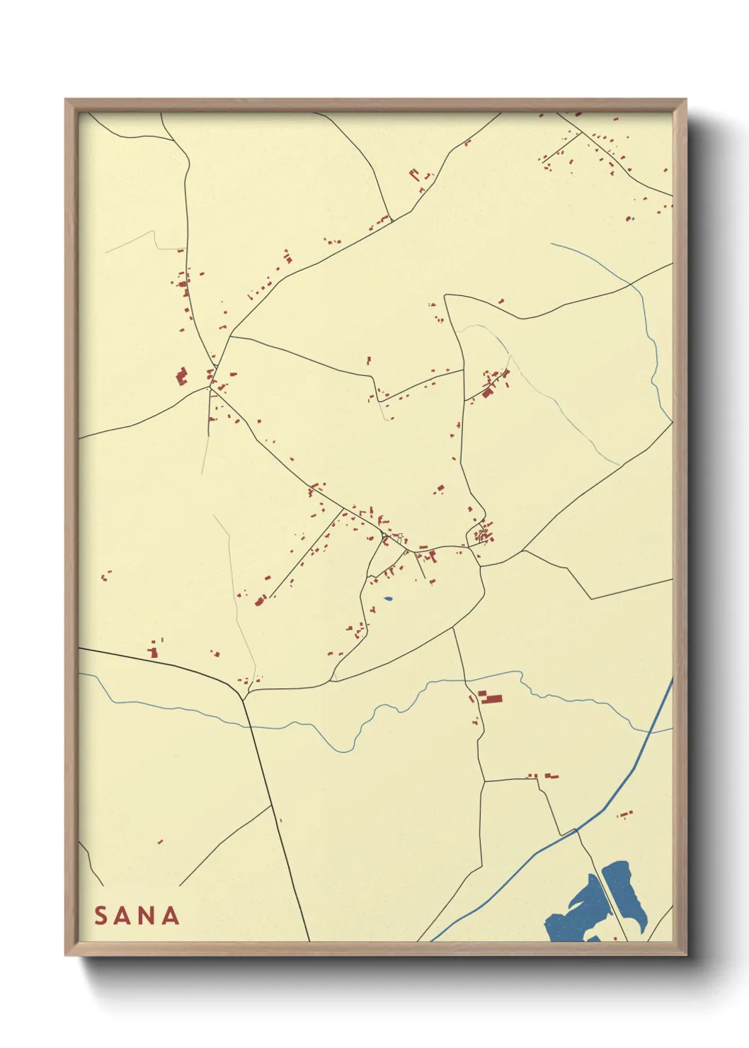 Une affiche de carte sur Sana