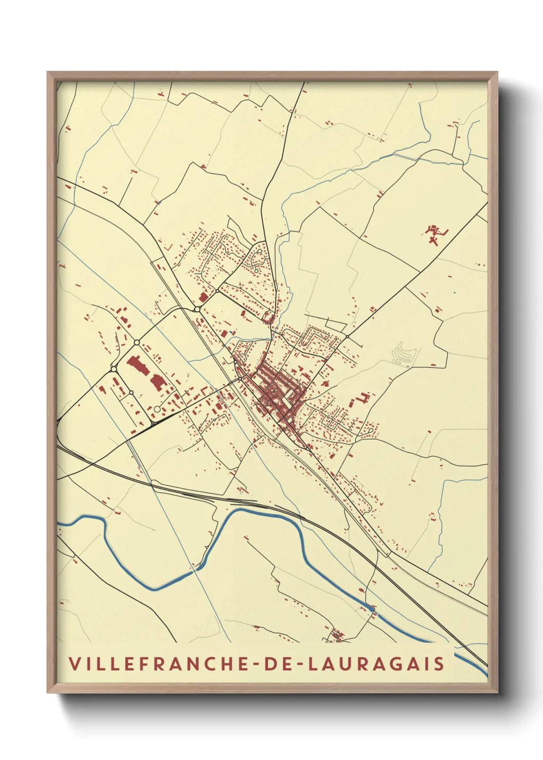 Une affiche de carte sur Villefranche-de-Lauragais