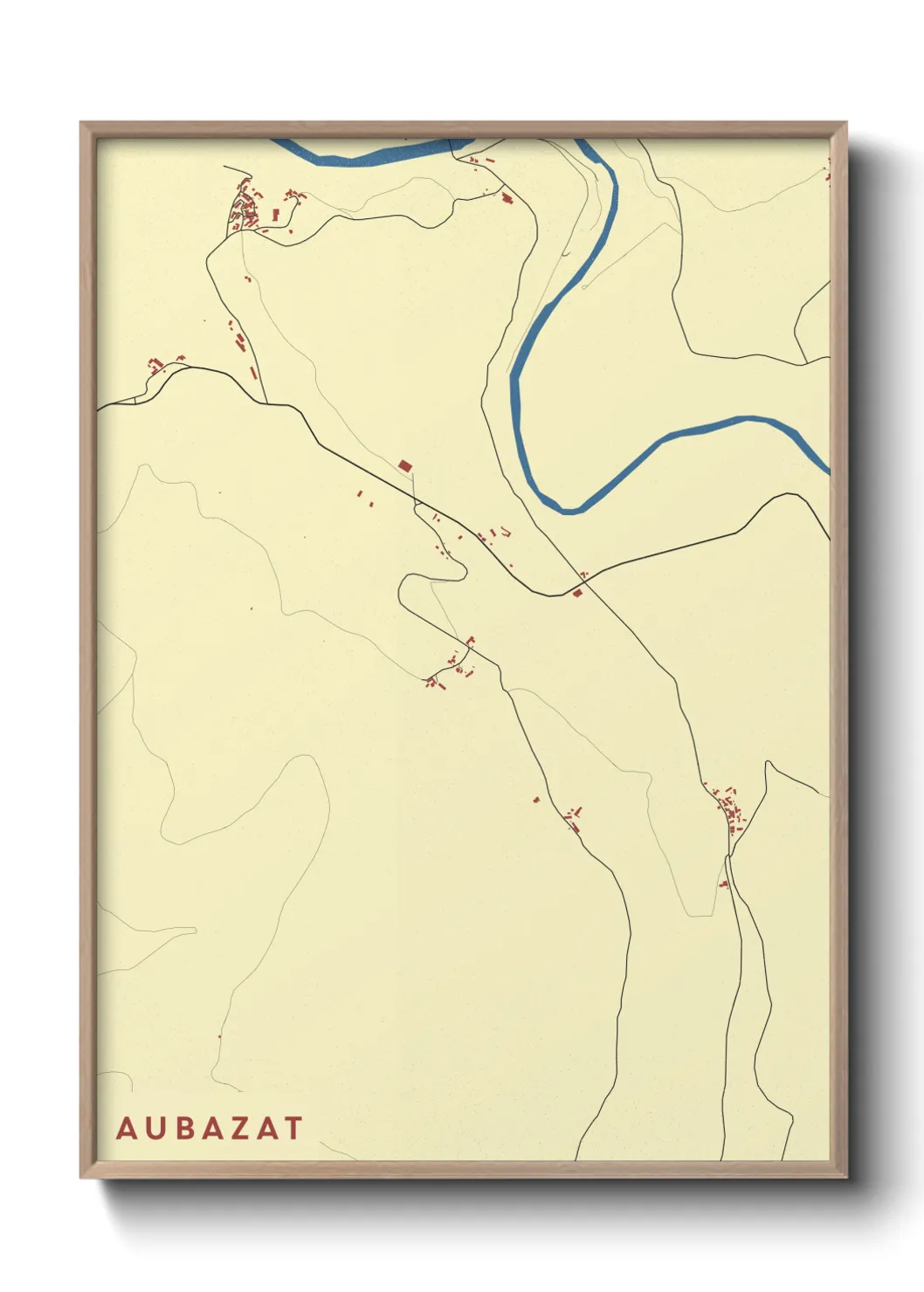 Une affiche de carte sur Aubazat