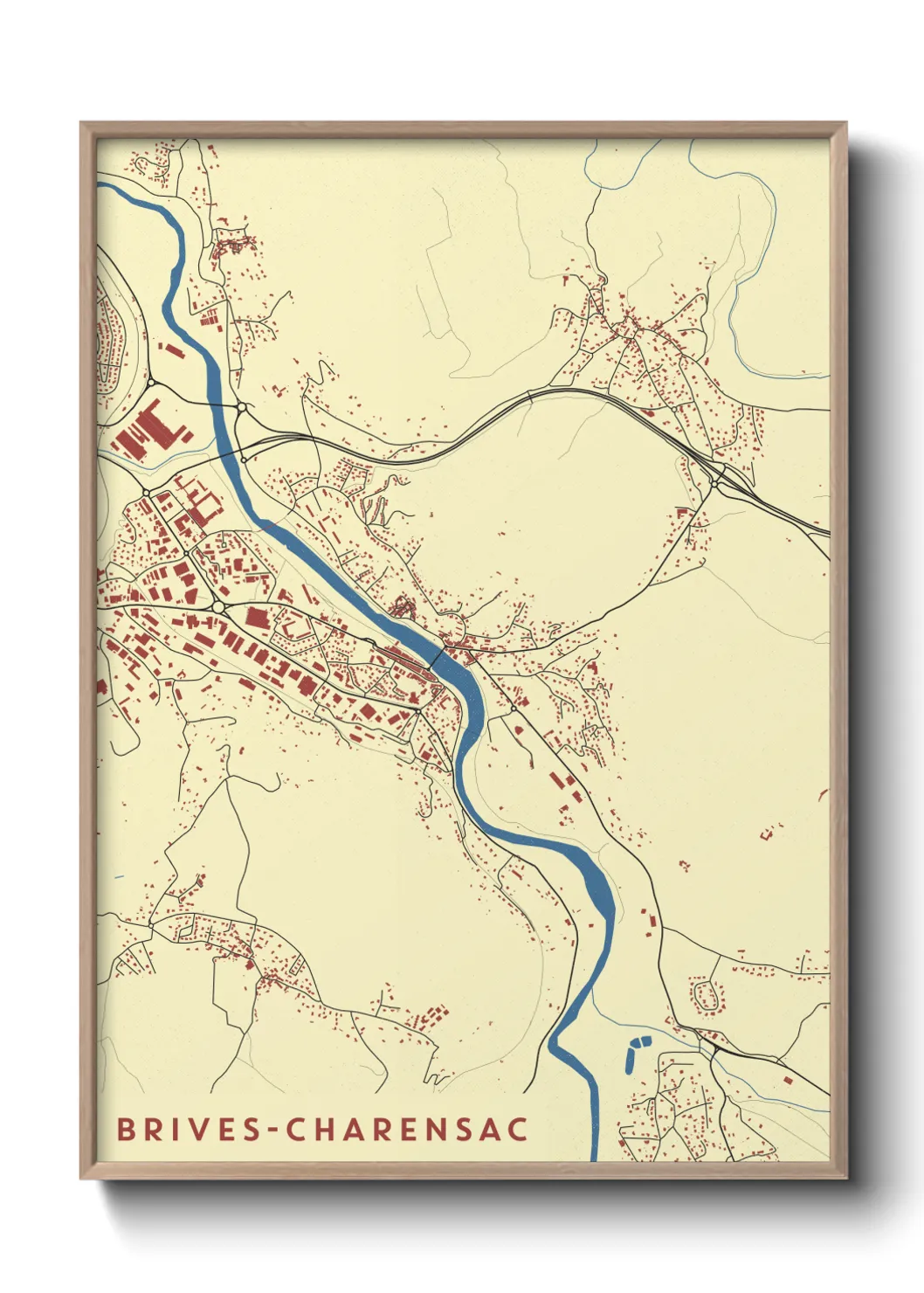 Une affiche de carte sur Brives-Charensac