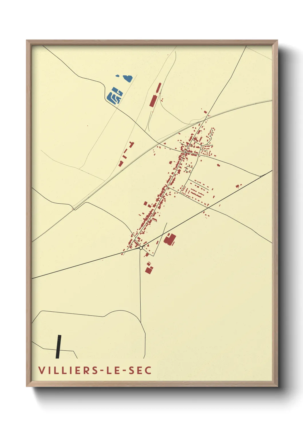 Une affiche de carte sur Villiers-le-Sec