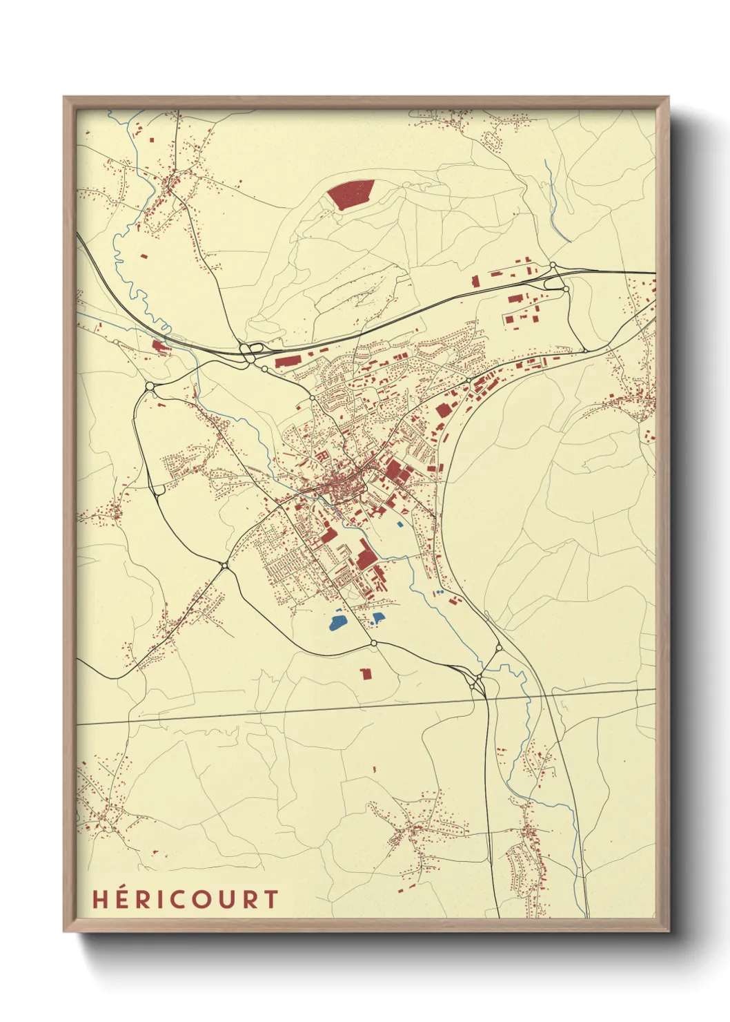 Une affiche de carte sur Héricourt