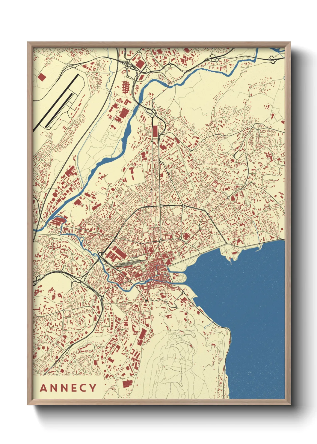 Une affiche de carte sur Annecy