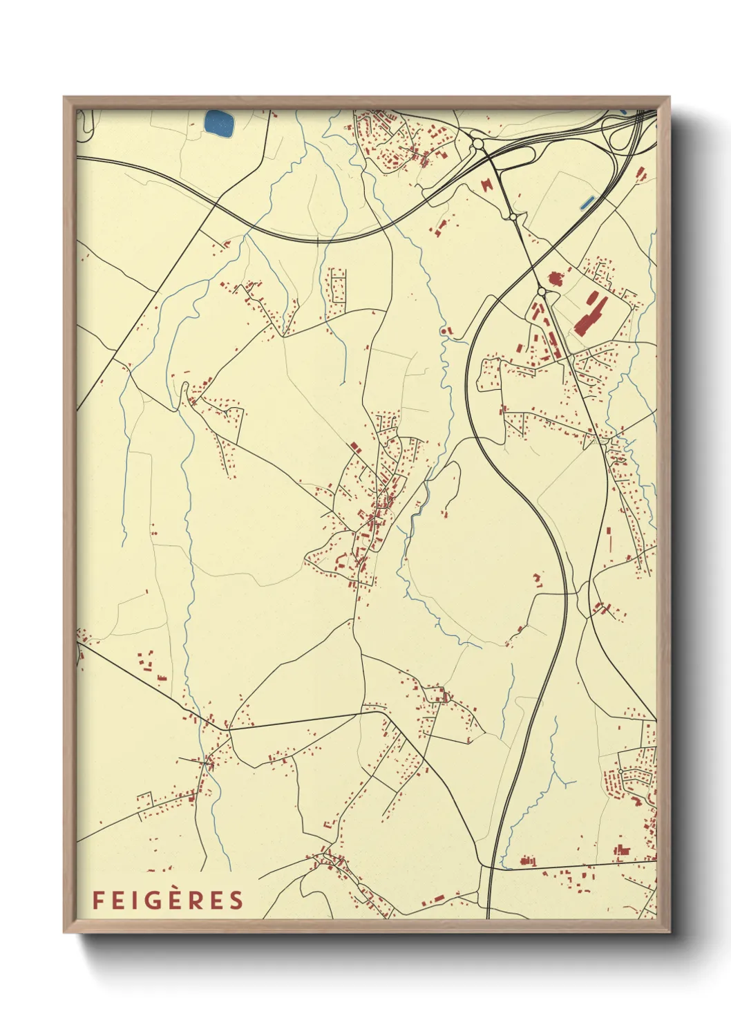 Une affiche de carte sur Feigères