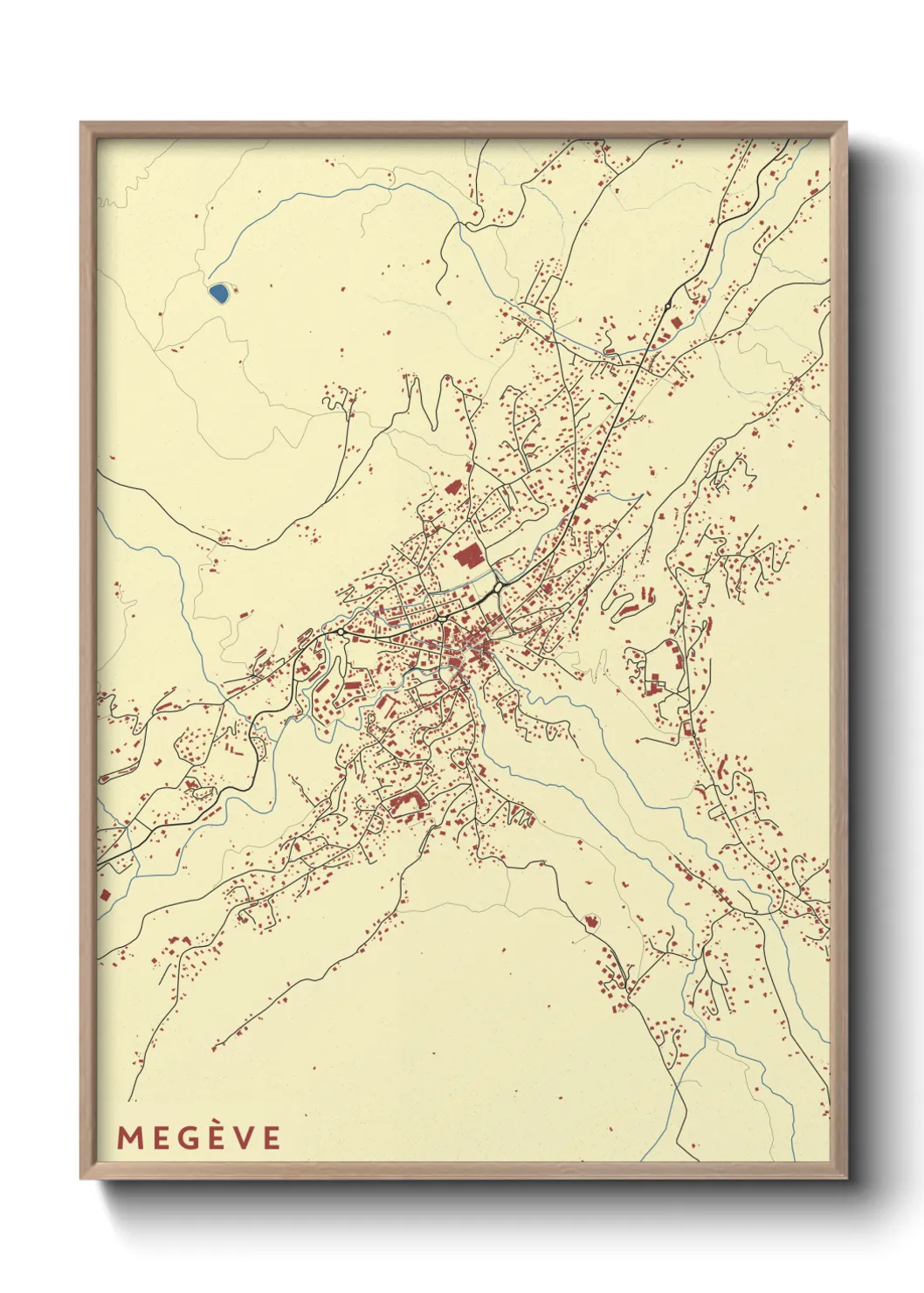 Une affiche de carte sur Megève