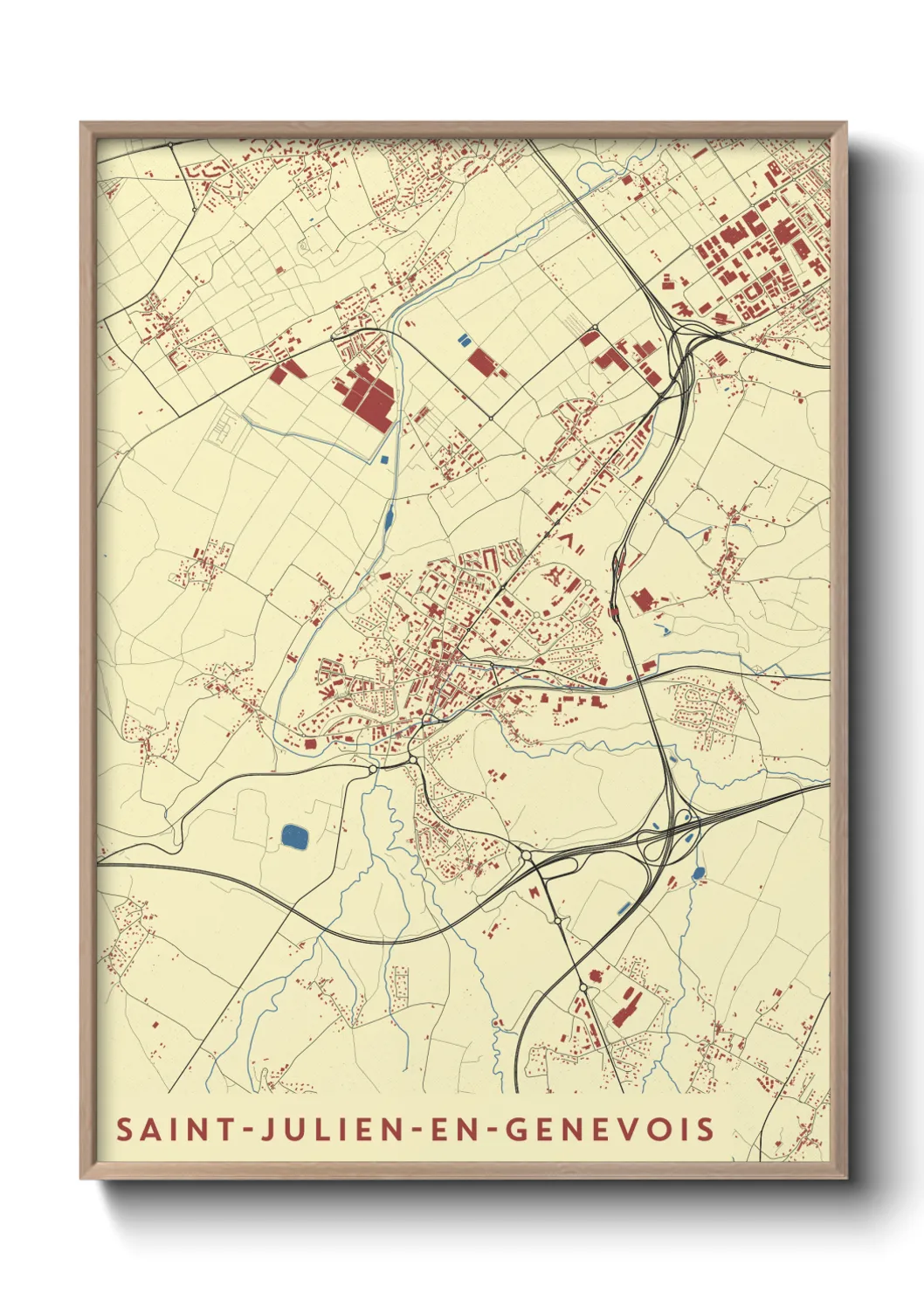 Une affiche de carte sur Saint-Julien-en-Genevois