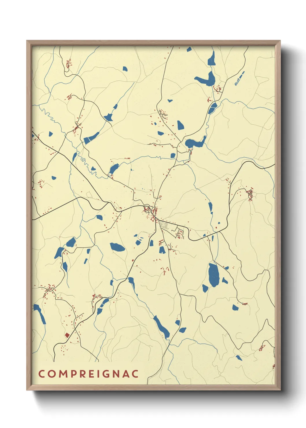 Une affiche de carte sur Compreignac