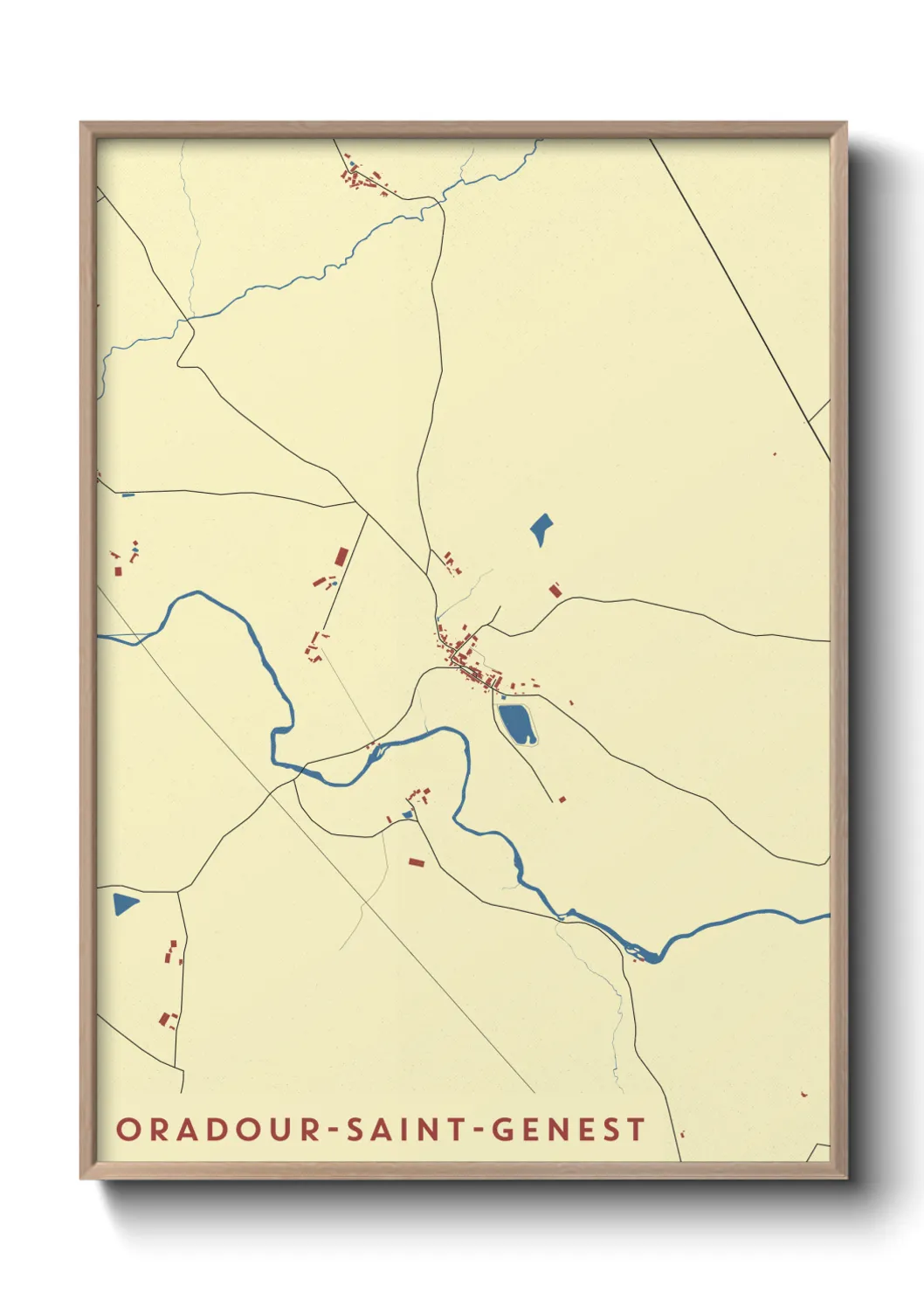Une affiche de carte sur Oradour-Saint-Genest