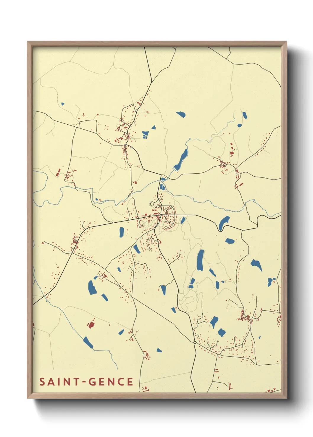 Une affiche de carte sur Saint-Gence
