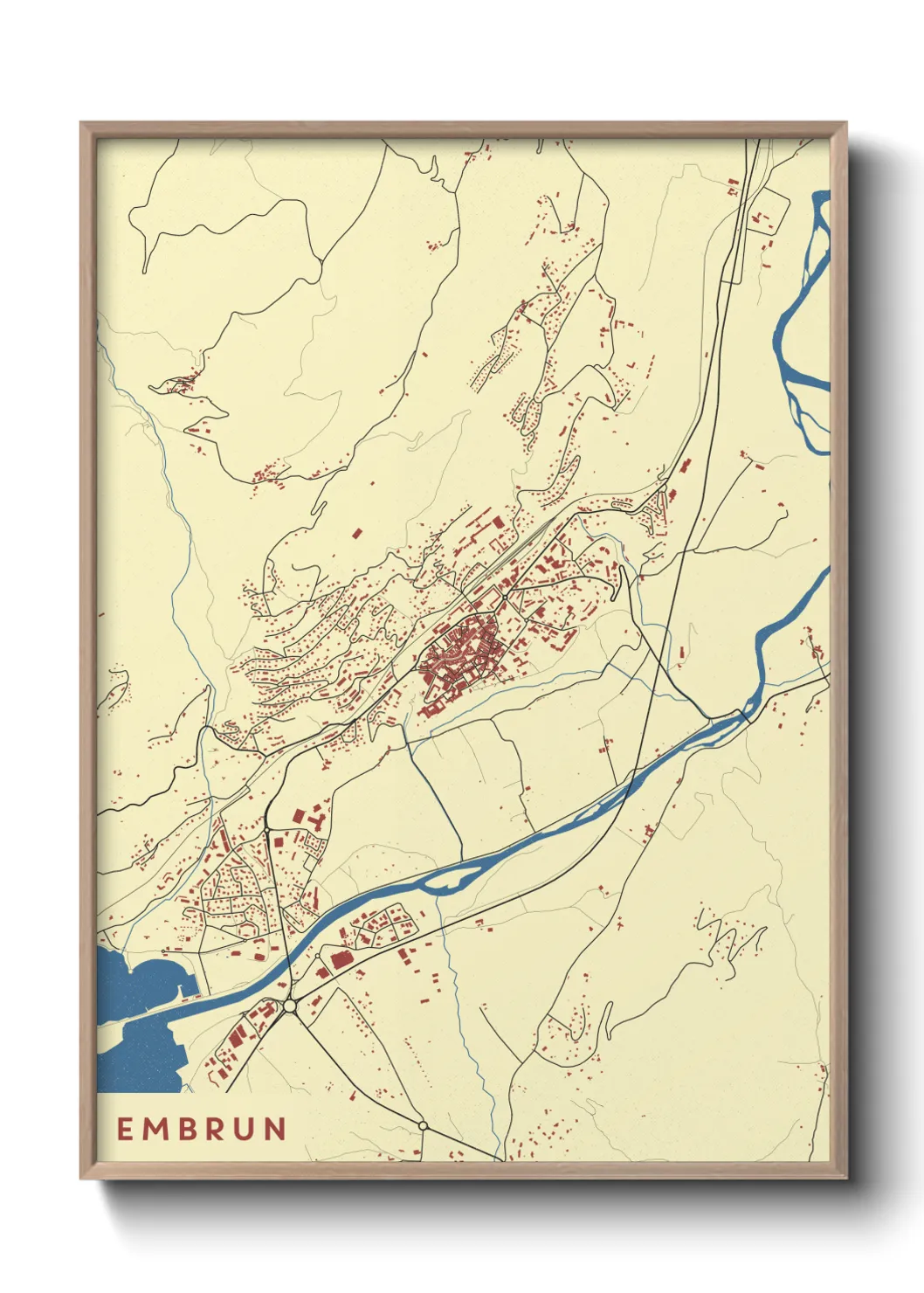Une affiche de carte sur Embrun
