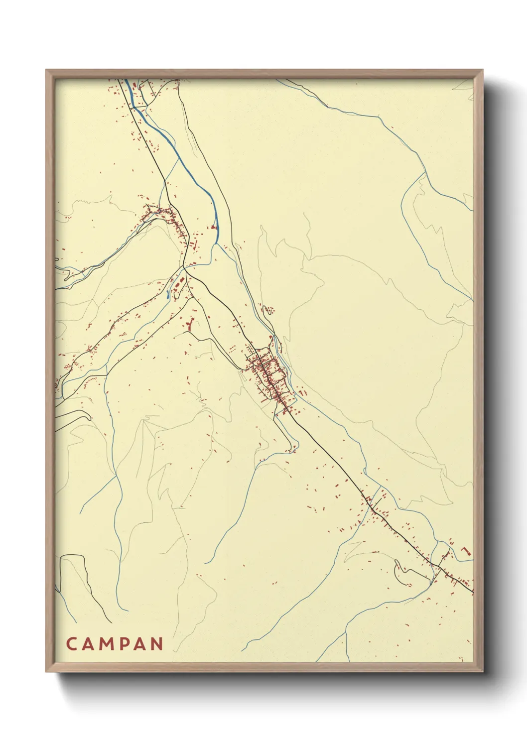 Une affiche de carte sur Campan