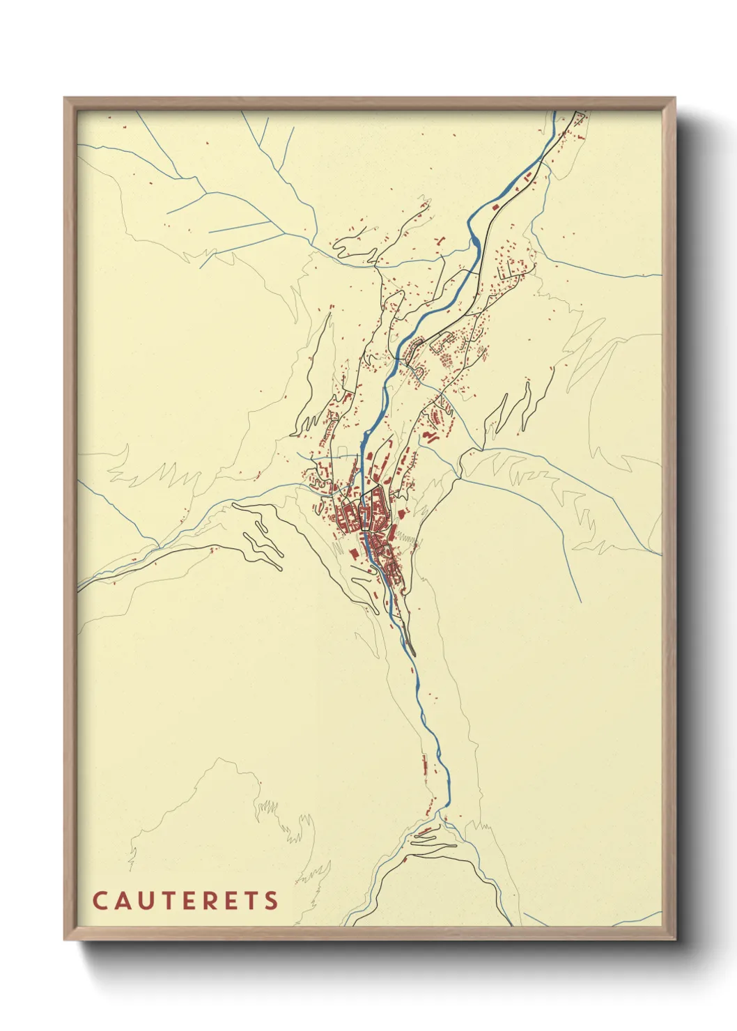 Une affiche de carte sur Cauterets