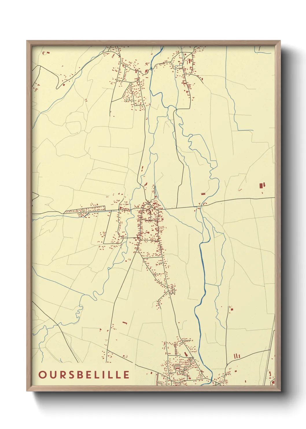 Une affiche de carte sur Oursbelille