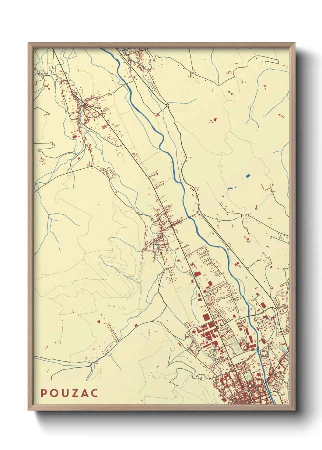 Une affiche de carte sur Pouzac