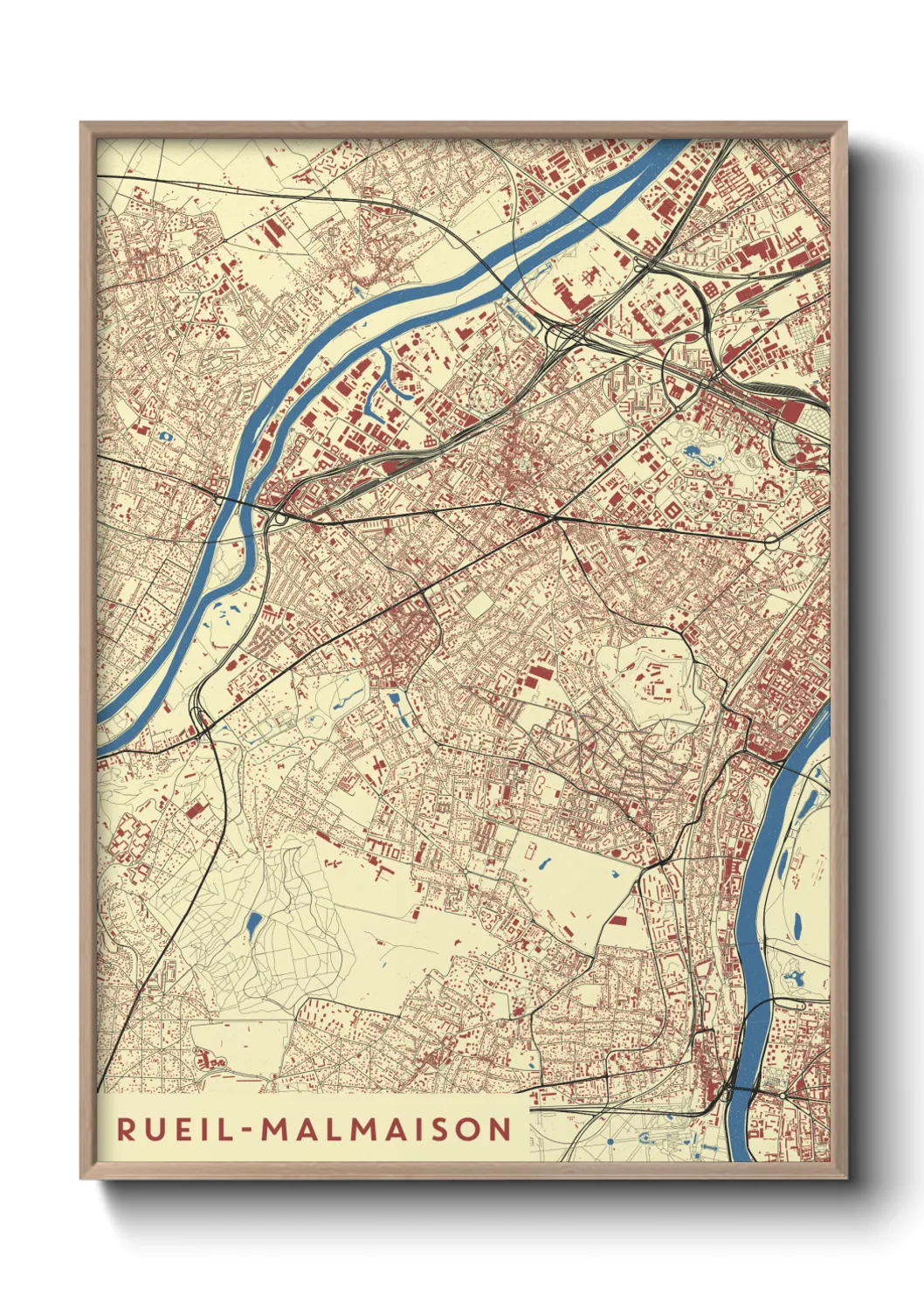 Une affiche de carte sur Rueil-Malmaison