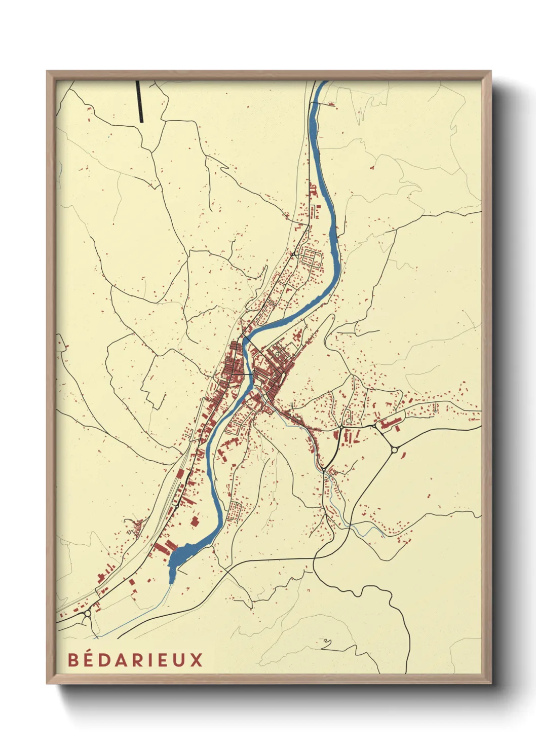 Une affiche de carte sur Bédarieux