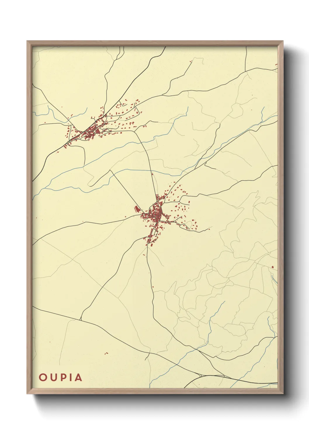 Une affiche de carte sur Oupia