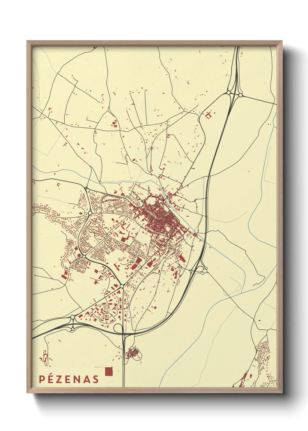 Une affiche de carte sur Pézenas