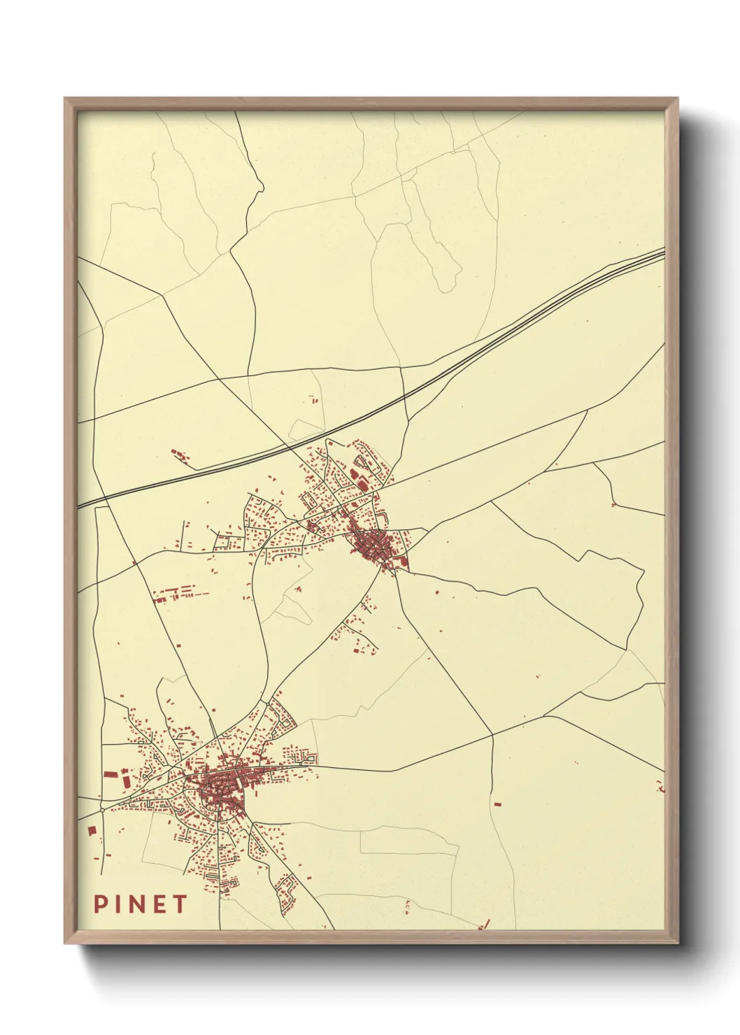 Une affiche de carte sur Pinet