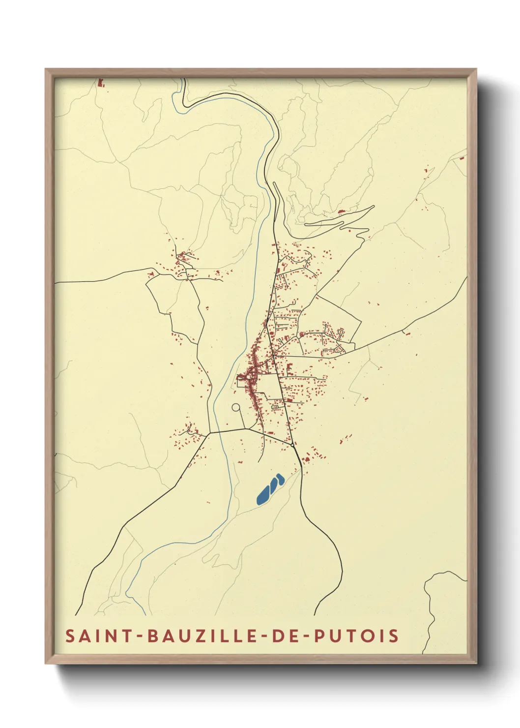 Une affiche de carte sur Saint-Bauzille-de-Putois