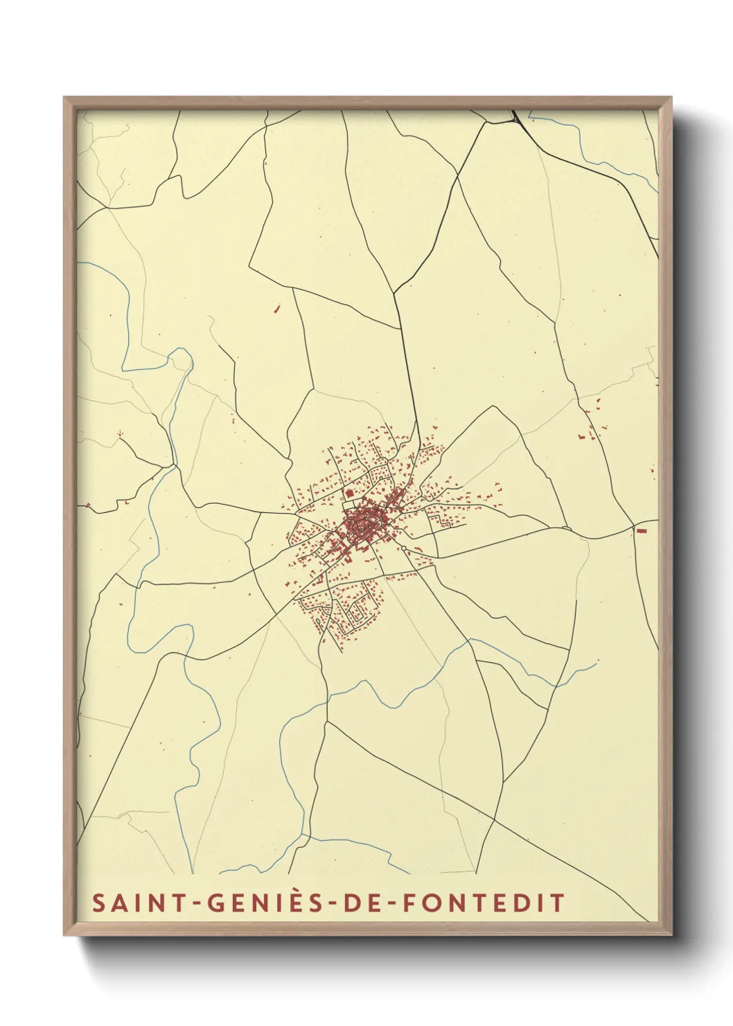 Une affiche de carte sur Saint-Geniès-de-Fontedit