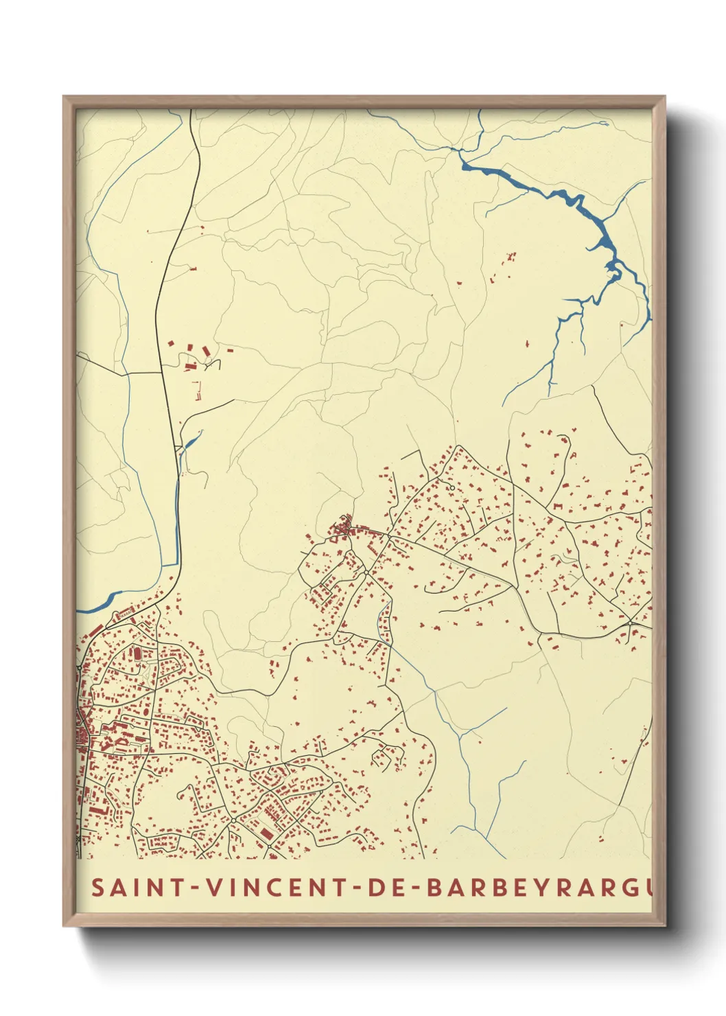 Une affiche de carte sur Saint-Vincent-de-Barbeyrargues